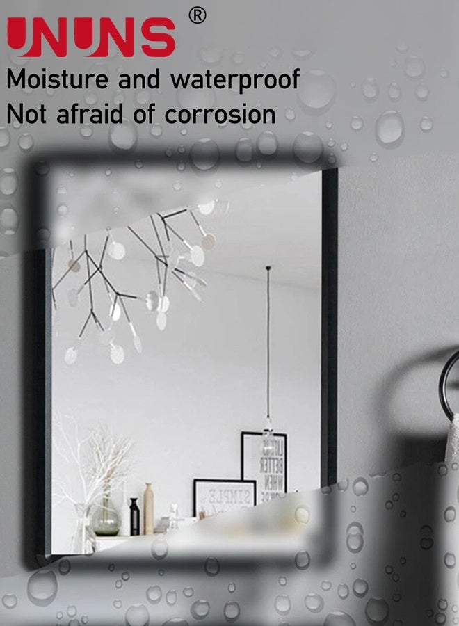 UNUNS Bathroom Mirror With Shelf,Rectangle Metal Bathroom Vanity Mirror with Storage,Black Rounded Corner Wall Mounted Bathroom Mirrors for Over Sink Bedroom Entryway,Black - Image 4