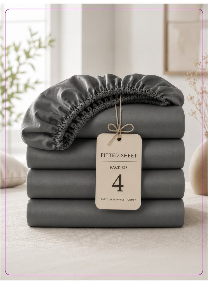 Donetella Super King Fitted Sheets 200x200 cm – Pack of 4 | OEKO-TEX Certified Brushed Microfiber | Deep Pocket with 360° All-Round Elastic | Ultra Soft, Wrinkle Resistant, Easy Care | Safe for Sensitive Skin - Image 1