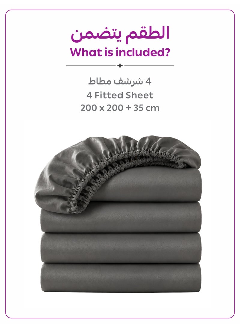 Donetella Super King Fitted Sheets 200x200 cm – Pack of 4 | OEKO-TEX Certified Brushed Microfiber | Deep Pocket with 360° All-Round Elastic | Ultra Soft, Wrinkle Resistant, Easy Care | Safe for Sensitive Skin - Image 5