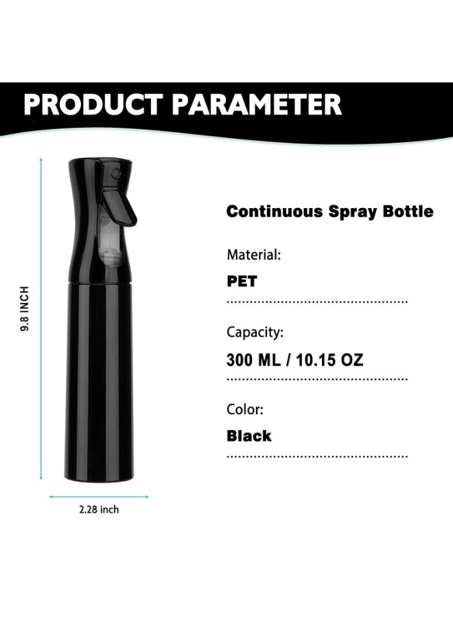 Bukela Spray Bottle for Hair (10.15OZ /300ML) Continuous Ultra Fine Mist Sprayer for Hair, Salons, Barber, Plants, Skin Care, Cleaning Black - Image 3