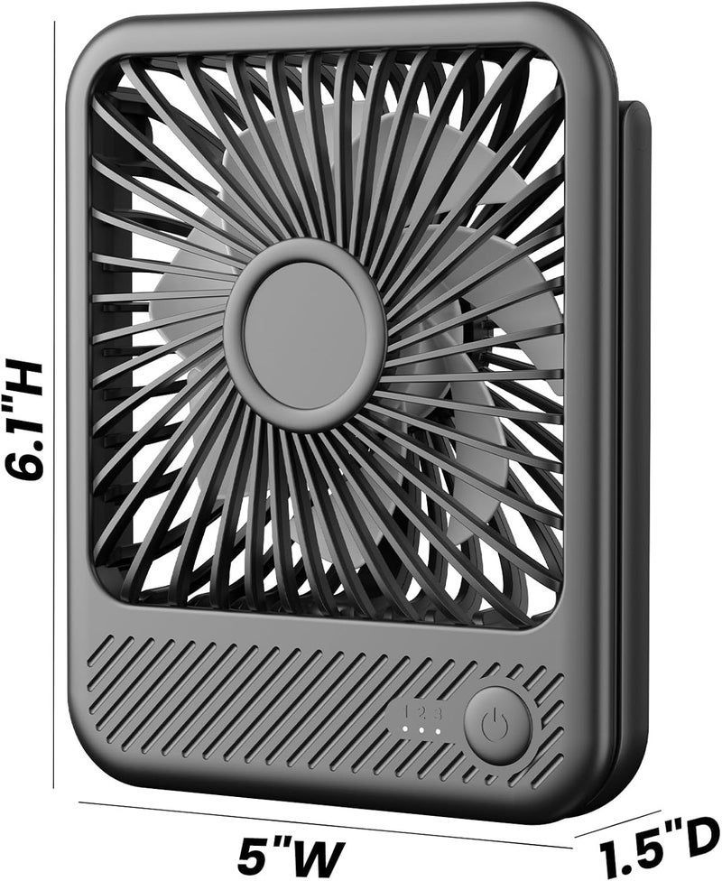 Koonie Desk Fan, Ultra Quiet 2.5-11h Battery Operated Small USB Fan with Strong Wind, 180° Tilt Folding and 3 Speeds Adjustable, Battery Powered Mini Personal Fan for Office Bedroom Desktop - Image 2
