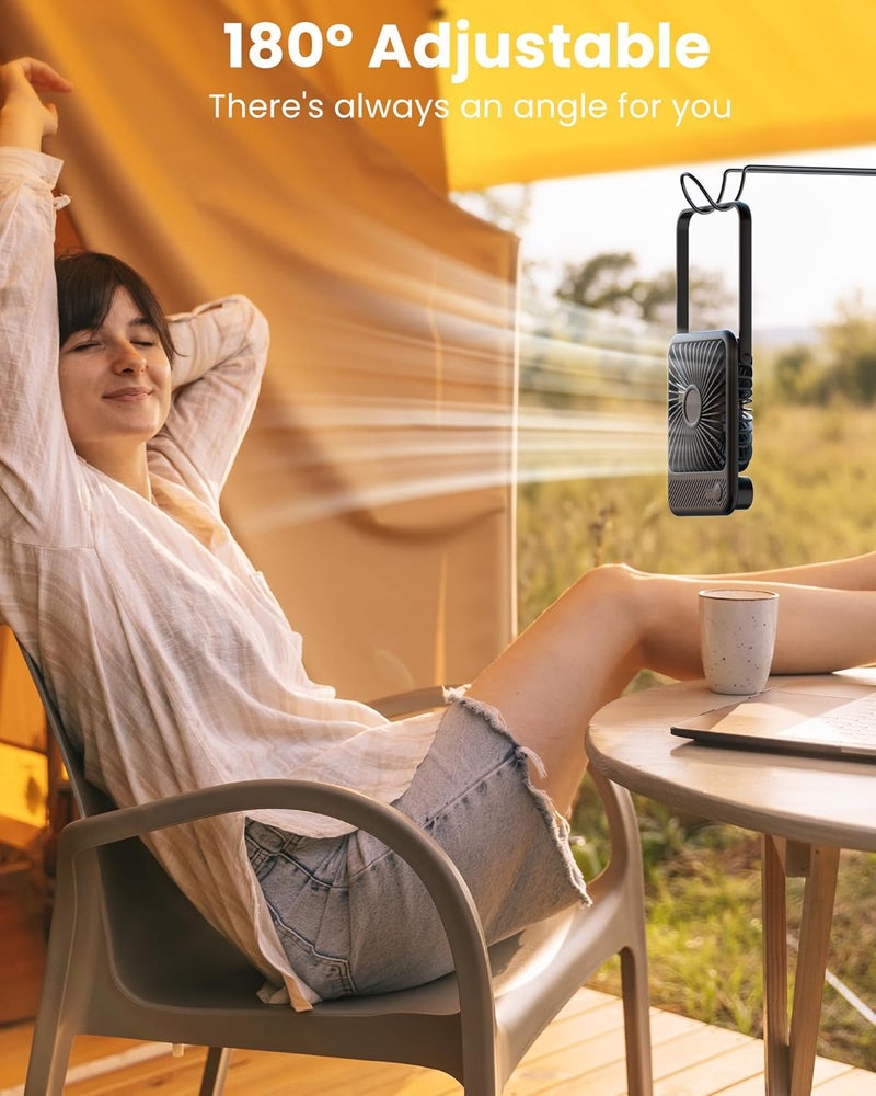 Koonie Desk Fan, Ultra Quiet 2.5-11h Battery Operated Small USB Fan with Strong Wind, 180° Tilt Folding and 3 Speeds Adjustable, Battery Powered Mini Personal Fan for Office Bedroom Desktop - Image 4