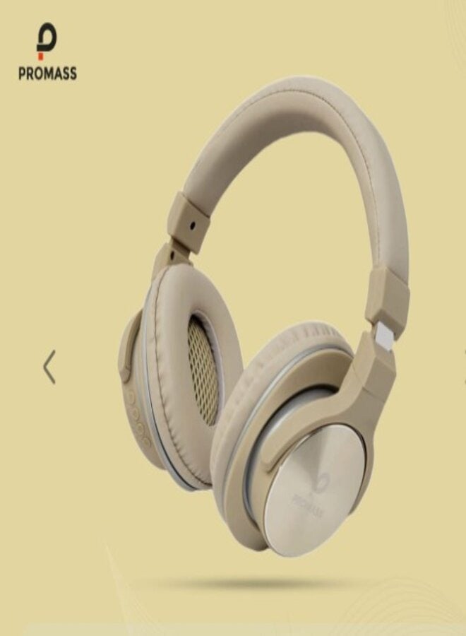 بروماس PM-0807 سماعة لاسلكية تعمل بالبلوتوث على الأذن مع ميكروفون للمكالمات الهاتفية، بيج