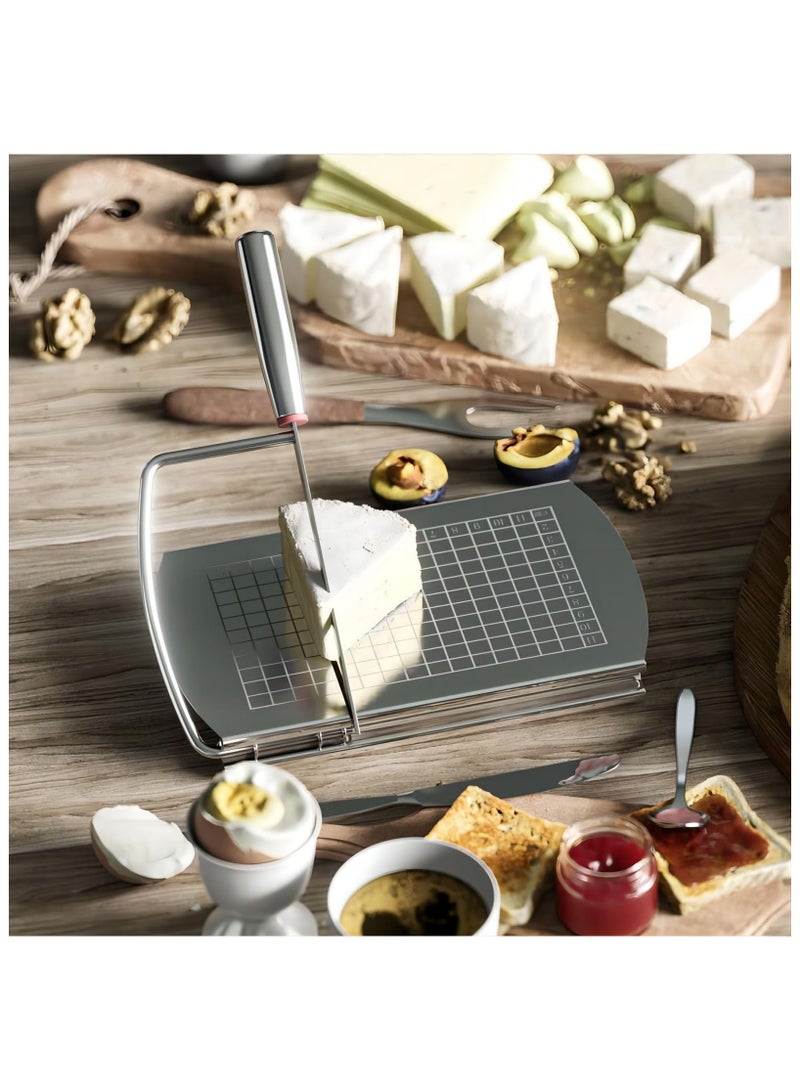 SOLARAE Multipurpose Cheese Slicer Cutter, Stainless Steel Cheese Cutter Board with Blade for Block Cheese, Effortless Slicing for Block Cheese, Butter, Guillotine Sausage Ham Biltong Jerky Slicer - Image 5