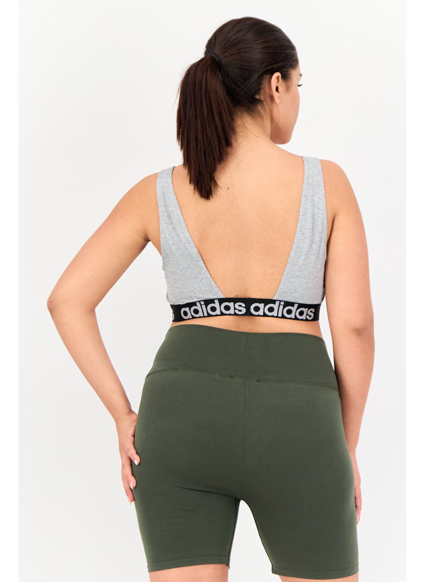 Adidas Women Brand Logo Non-Padded Bralette, Grey  - Image 3
