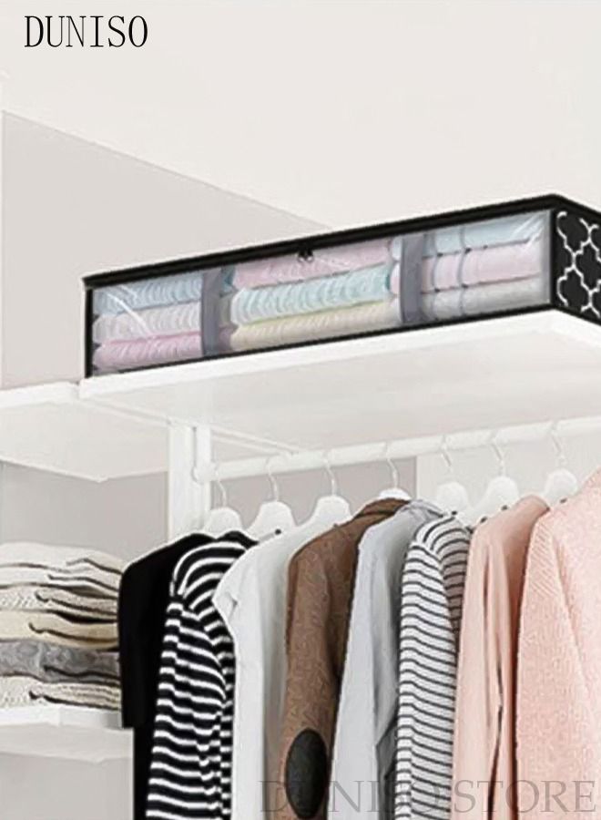 DUNISO 3 Pieces Foldable Fabric Closet Storage Organizer Foldable Closet Drawer Storage Box with Clear Window Home Wear-Resistant Storage Box Fabric Cubby Storage Basket Cube Storage Bin for Clothes - Image 2