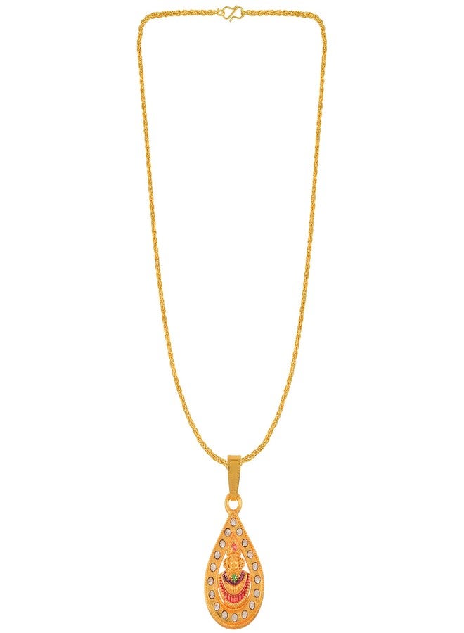 DULCI Gold Plated Brass Khatu Shyam ji Shyambaba Hare ka Sahara Baba Shyam Hamara Locket Pendant With Chain - Image 2