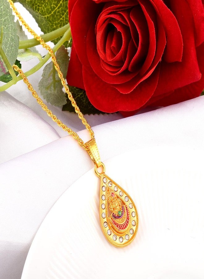 DULCI Gold Plated Brass Khatu Shyam ji Shyambaba Hare ka Sahara Baba Shyam Hamara Locket Pendant With Chain - Image 5