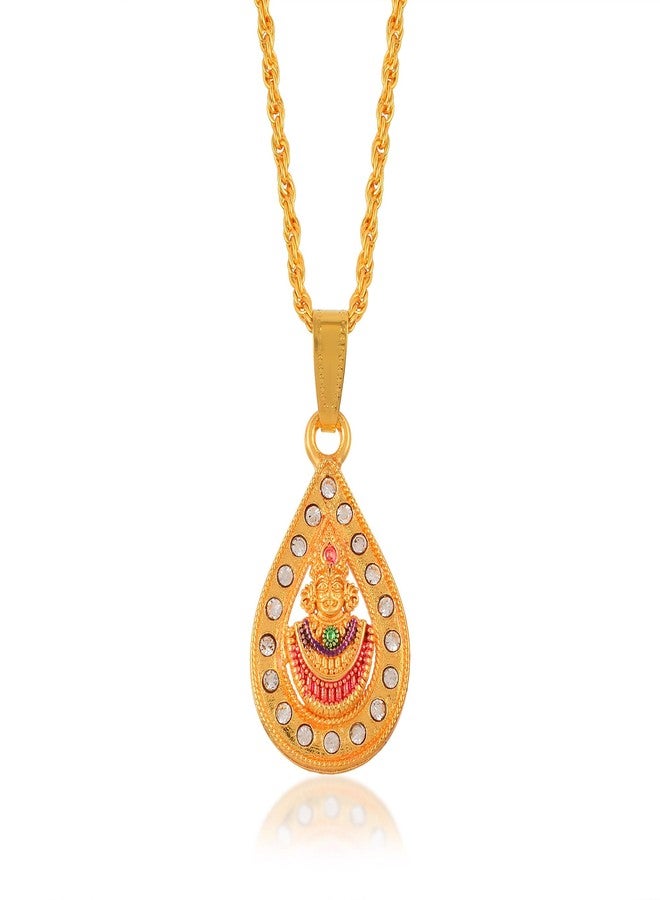 DULCI Gold Plated Brass Khatu Shyam ji Shyambaba Hare ka Sahara Baba Shyam Hamara Locket Pendant With Chain - Image 1