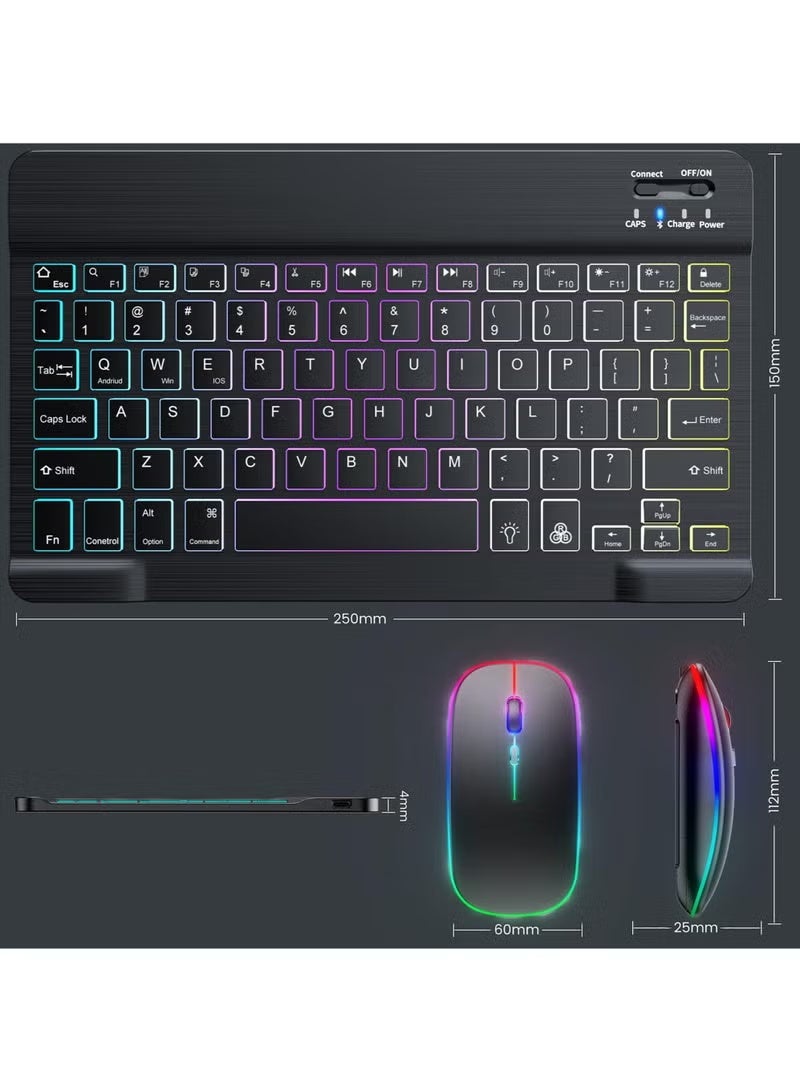 Ultra-slim Bluetooth Keyboard and Mouse Combo for iPad Rechargeable Wireless Keyboard & Mouse with 7-Color Backlit Compatible with iPad 9th/8th Gen iPad Pro/Air/Mini iPhone14/13/12 Pro - Image 4