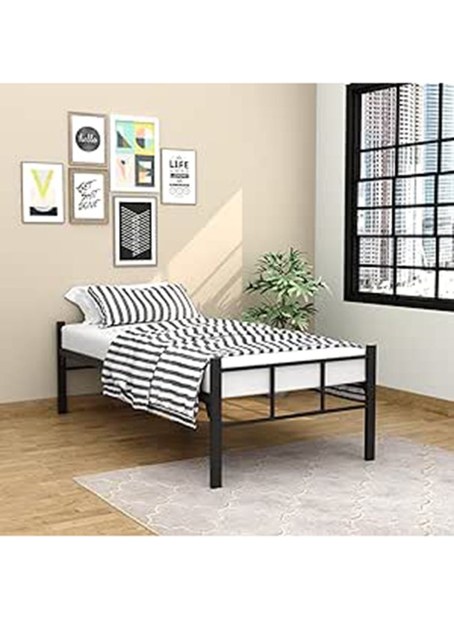RIGID Steel Single Bed Frame – Pre-Assembled Heavy Duty Metal Bed, Durable & Sturdy Modern Design Bedding for Home Living Guest Room (Black,196L x 95W x 60H cm) - Image 1