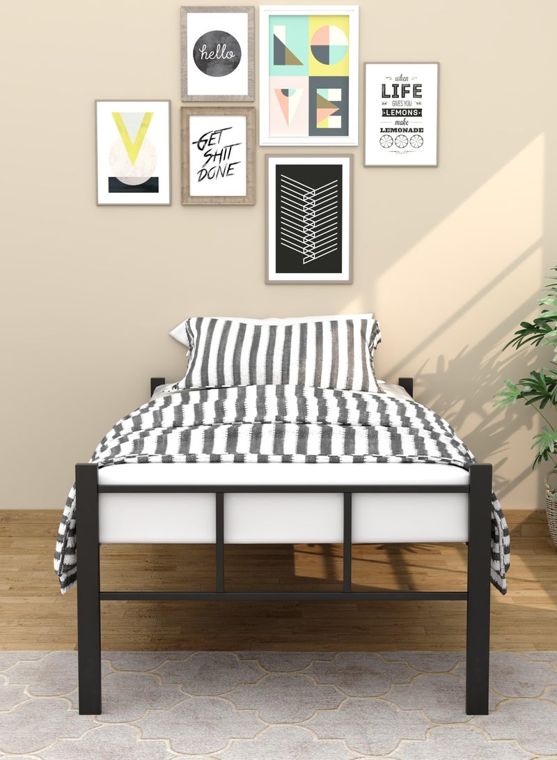 RIGID Steel Single Bed Frame – Pre-Assembled Heavy Duty Metal Bed, Durable & Sturdy Modern Design Bedding for Home Living Guest Room (Black,196L x 95W x 60H cm) - Image 5