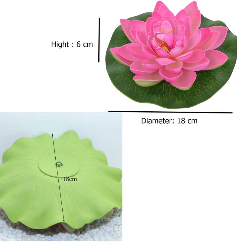 Aakriti Aakriti Artificial Plastic MultiColored Lotus with Leaf for Decoration 18 CM in Diameter Random Colours PinkREDBlueYellow2 pcs  - Image 2