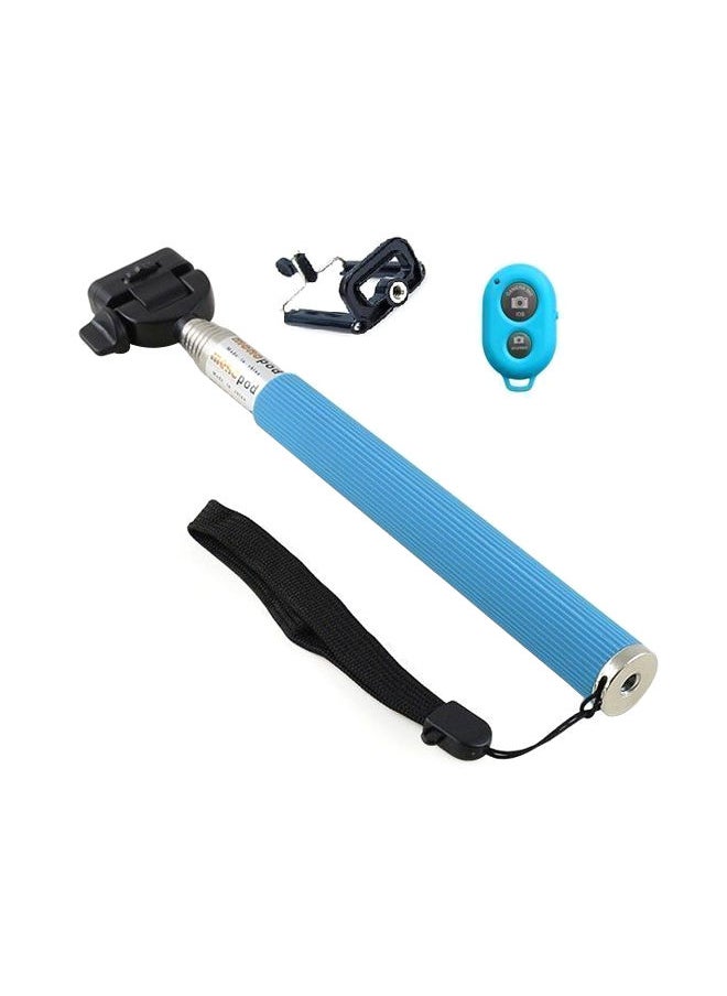 NIBEMINENT - Extendable Bluetooth Selfie Stick With Remote Control For Apple iPhone 5/5C/6 Blue/Black/Silver - Image 1