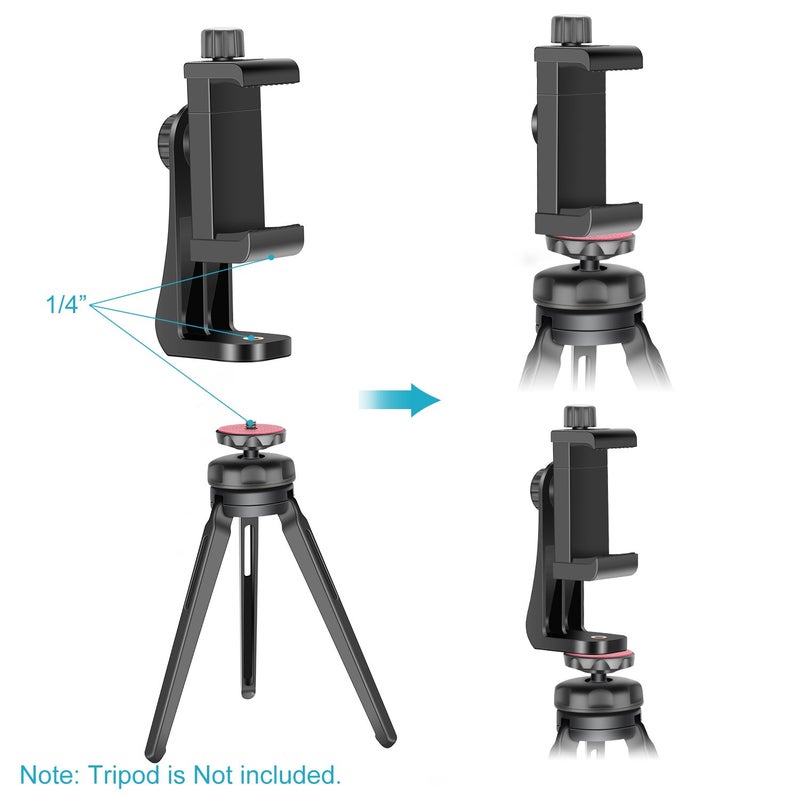 Neewer Smartphone Holder Phone Tripod Mount Compatible with iPhone 16 15 Pro Max Plus 14 13 12 Mini Samsung Galaxy S24 S23 Ultra, Cell Phone Clip Vertical Bracket Adapter for Tripod with 1/4" Screw - Image 3