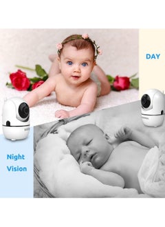 هالو بيبي HelloBaby Upgrade 5’’ Baby Monitor with 26-Hour Battery, 2 Cameras Pan-Tilt-Zoom, 1000ft Range Video Audio Baby Monitor No WiFi, VOX, Night Vision, 2-Way Talk, 8 Lullabies and Temperature  - Image 3