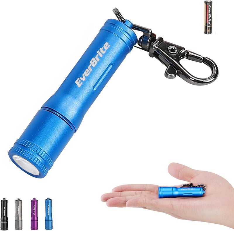 EverBrite Keychain LED Flashlight Mini Bright Key Ring Portable Pocket Torch for EDC, Party Favors, Night Reading, Camping, Power Outage, Emergency, AAA Battery Included, Blue - Image 1