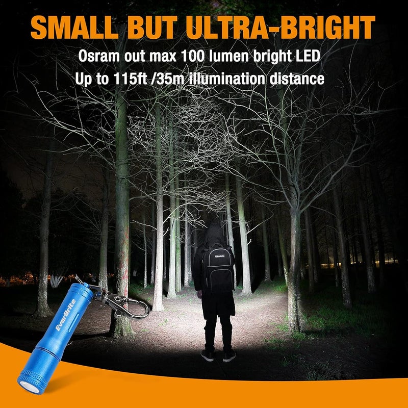 EverBrite Keychain LED Flashlight Mini Bright Key Ring Portable Pocket Torch for EDC, Party Favors, Night Reading, Camping, Power Outage, Emergency, AAA Battery Included, Blue - Image 4