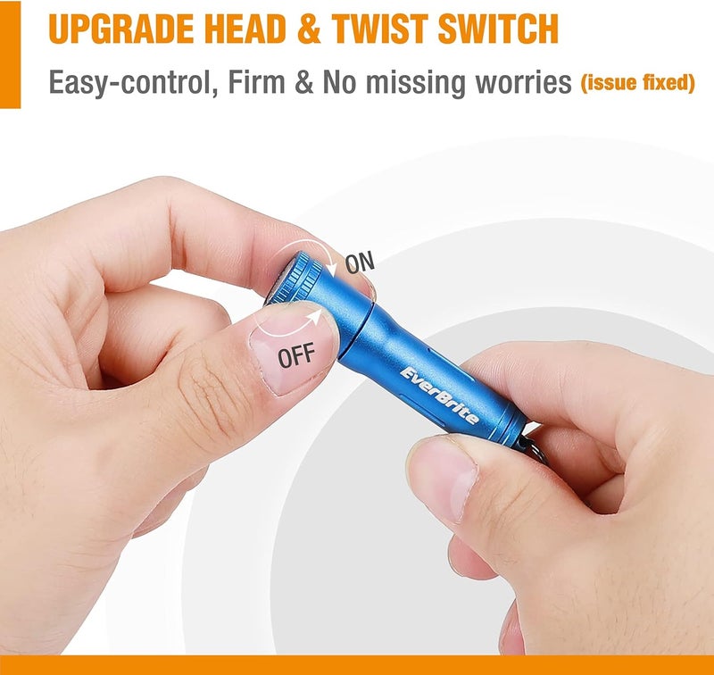 EverBrite Keychain LED Flashlight Mini Bright Key Ring Portable Pocket Torch for EDC, Party Favors, Night Reading, Camping, Power Outage, Emergency, AAA Battery Included, Blue - Image 2