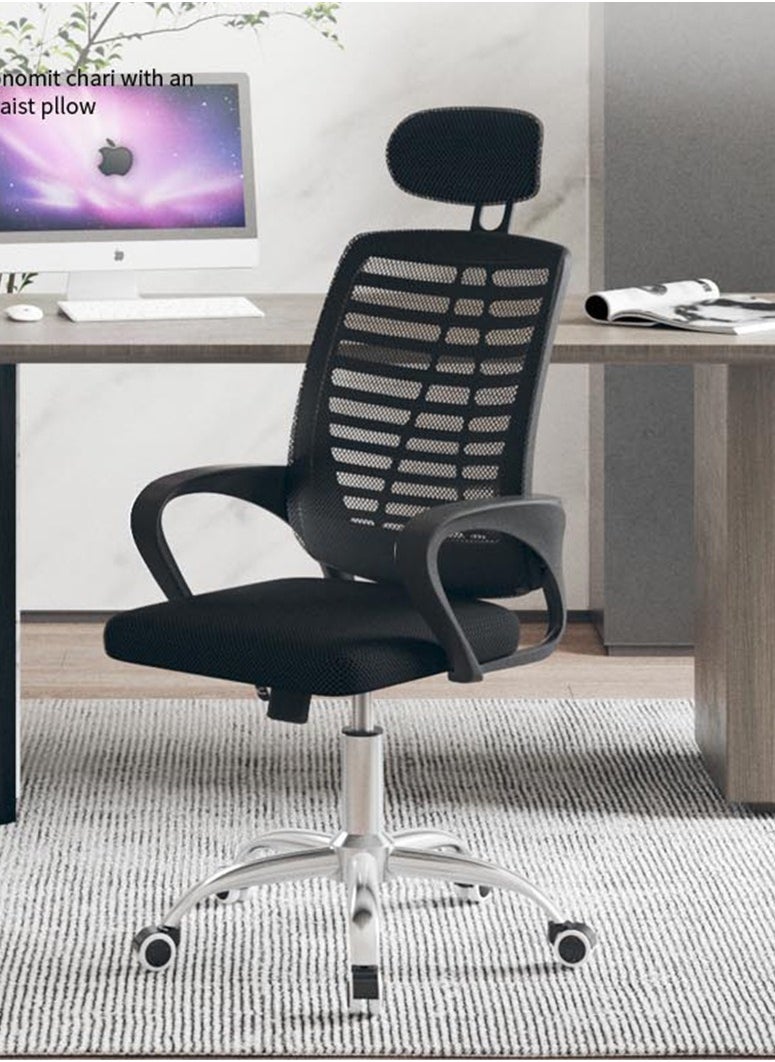 CityRiya-Long Ergonomic Home Office Chair Gaming Chair Computer Chair with Lumbar Support & Armrest Breathable Mesh Task Chair Rolling Computer Desk Chair 360 Swivel and Adjustable Height 1 PC Black Chair  - Image 3