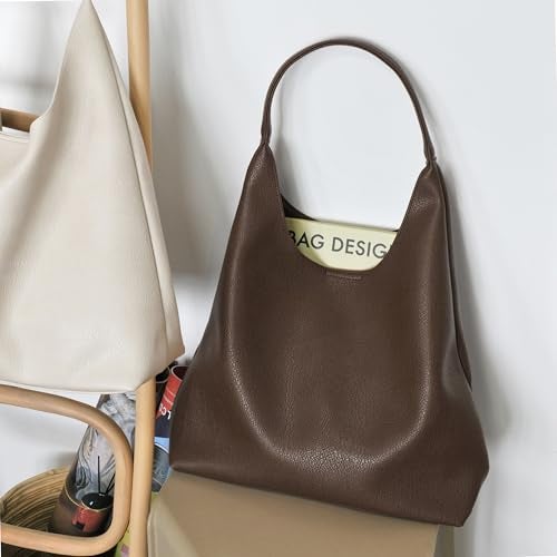 Hoxis Hobo Bags for Women Soft Vegan Leather Shoulder Handbag Slouchy Tote Purses (Coffee) - Image 3