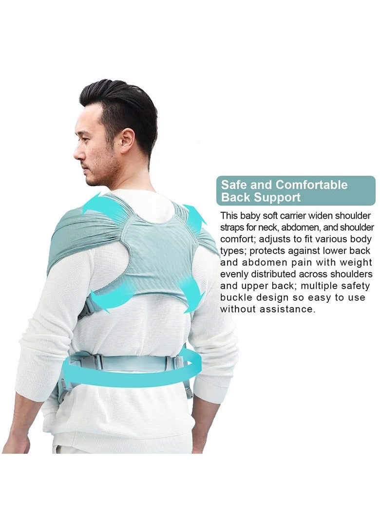 دوكو حمالة حمل ملتفة قابلة للتعديل، حمالة اطفال قابلة للتعديل من حديثي الولادة الى الاطفال الصغار، مثالية لحديثي الولادة والاطفال (اخضر) - Image 3