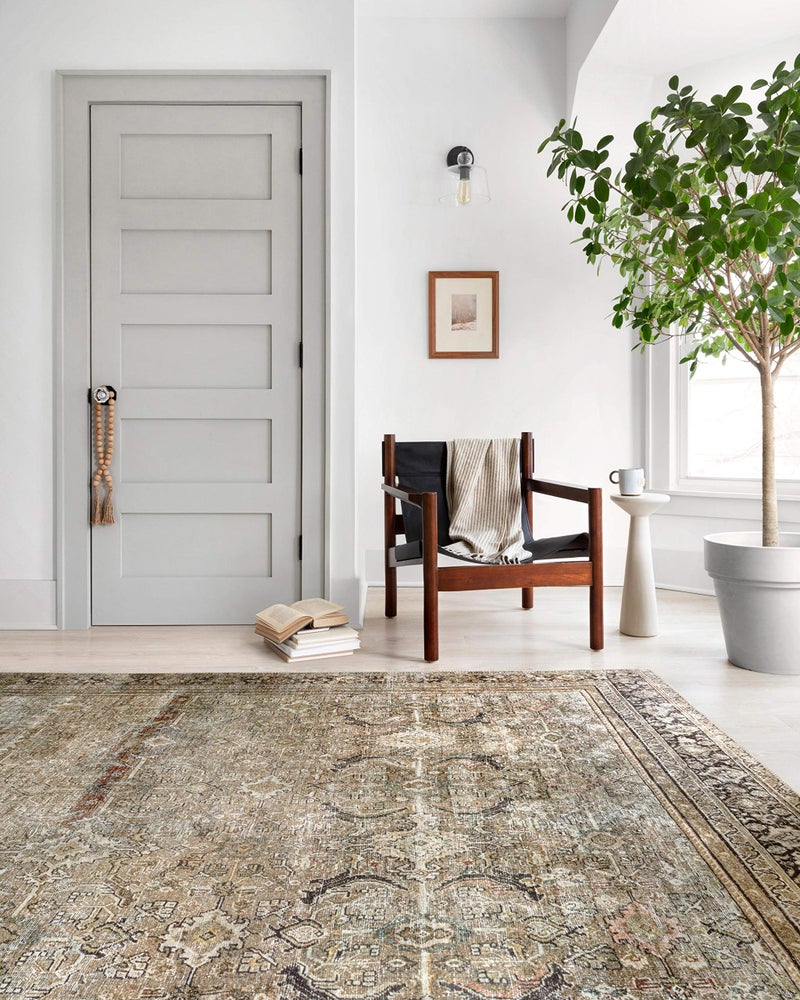 Loloi Layla Collection LAY-03 Olive/Charcoal 2'-6" x 9'-6" .13" Thick Runner Rug, Soft, Durable, Vintage Inspired, Distressed, Low Pile, Non-Shedding, Easy Clean, Printed, Living Room Rug - Image 4
