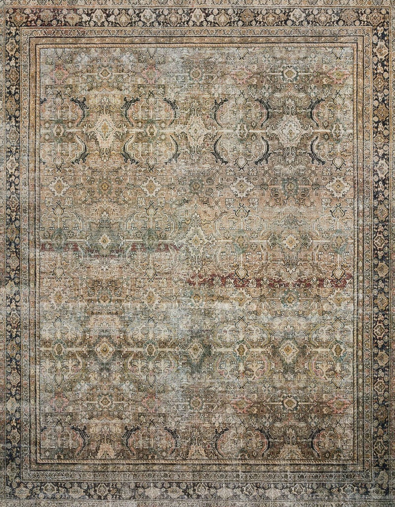 Loloi Layla Collection LAY-03 Olive/Charcoal 2'-6" x 9'-6" .13" Thick Runner Rug, Soft, Durable, Vintage Inspired, Distressed, Low Pile, Non-Shedding, Easy Clean, Printed, Living Room Rug - Image 5