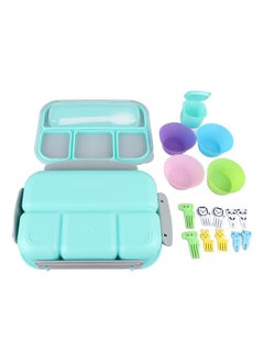Thoraya 16PCS Set Bento Box Reusable 1300ml 4 Compartment Adult Lunch Box with Spoon for Fruit Lunch Green  - Image 2