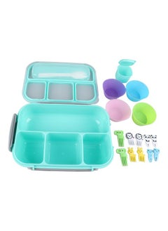 Thoraya 16PCS Set Bento Box Reusable 1300ml 4 Compartment Adult Lunch Box with Spoon for Fruit Lunch Green  - Image 3