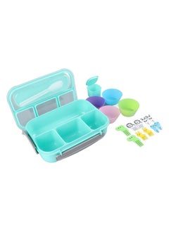 Thoraya 16PCS Set Bento Box Reusable 1300ml 4 Compartment Adult Lunch Box with Spoon for Fruit Lunch Green  - Image 5