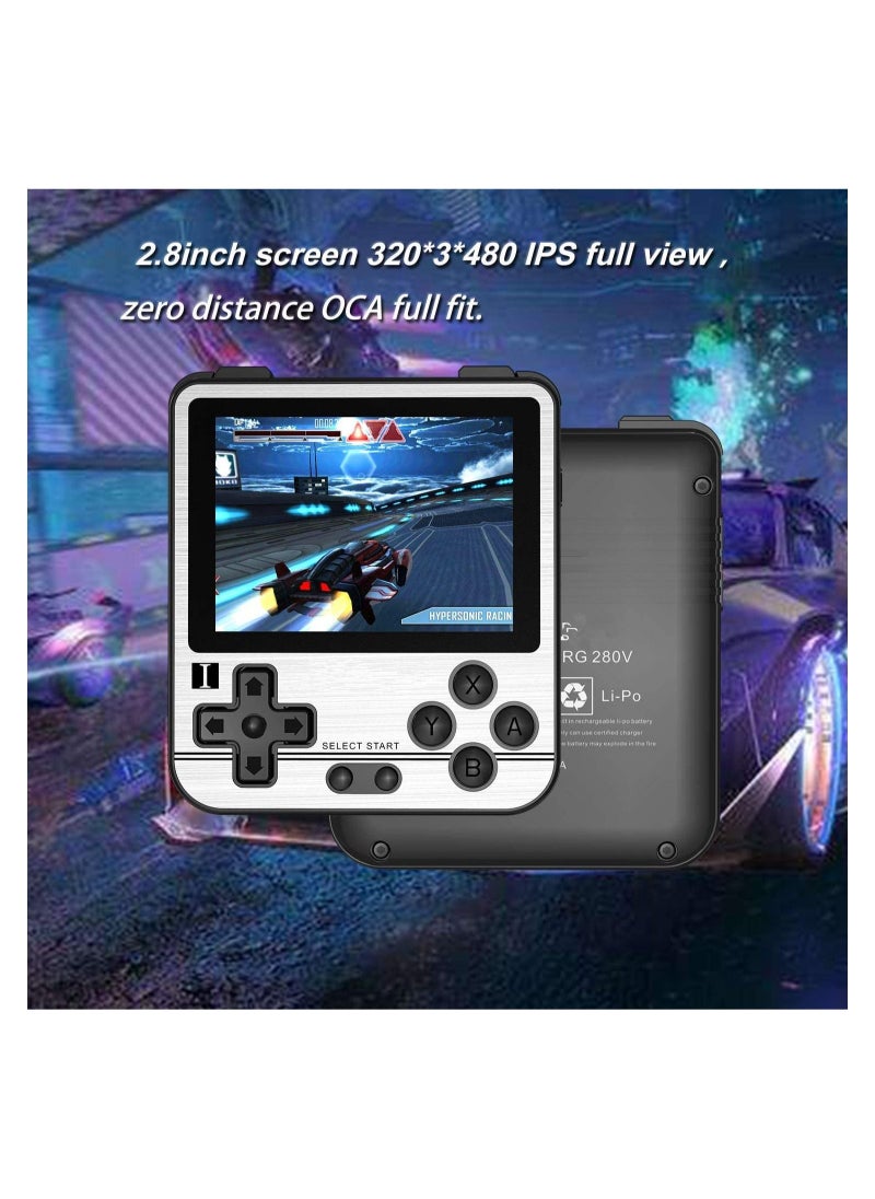 ANBERNIC  - RG280V Handheld Game Console with Opening Linux Tony System, 64Bit 2.8inch IPS Screen, Retro Game Console with 64 TF Card 5000 Classic Games, Portable Video Game Console (White) - Image 1