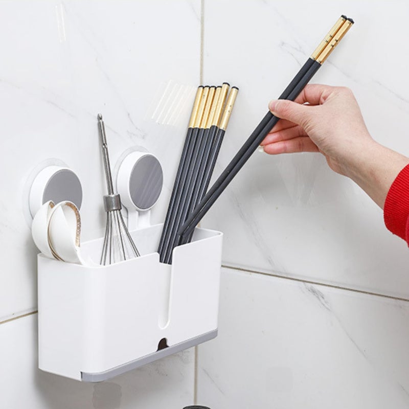 XBEY Tooth Brush Holder Bathroom Wall Mounted for Bathroom with Drain Tray Toothbrush Stand Makeup Organizer Stand/Bathroom Toothbrush Holder Set (Pack of 2) - Image 2