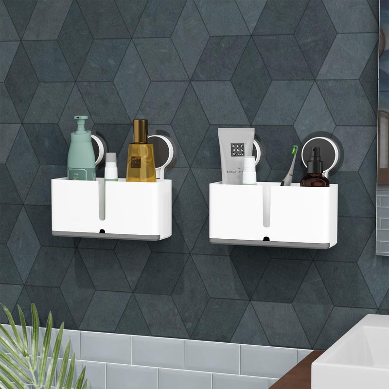 XBEY Tooth Brush Holder Bathroom Wall Mounted for Bathroom with Drain Tray Toothbrush Stand Makeup Organizer Stand/Bathroom Toothbrush Holder Set (Pack of 2) - Image 1