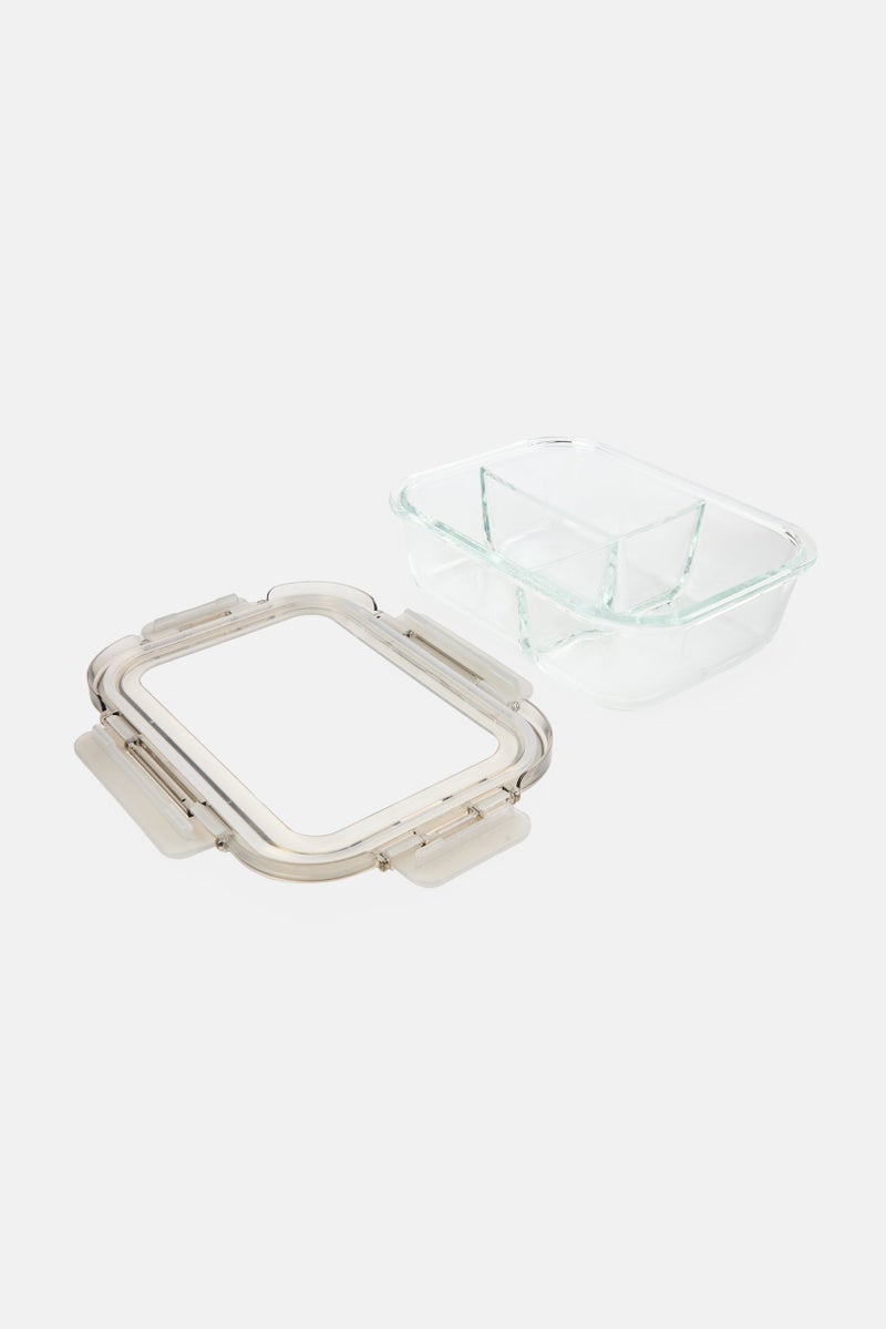 Just Cook 3 Compartment Expandable Silicone Lid And Glass Container 1050ml, Light Grey - Image 2