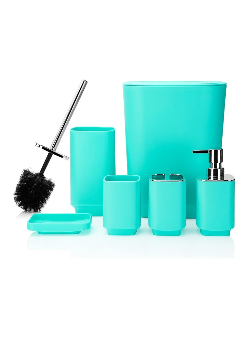 6 Piece Bathroom Accessories set Blue  - Image 1