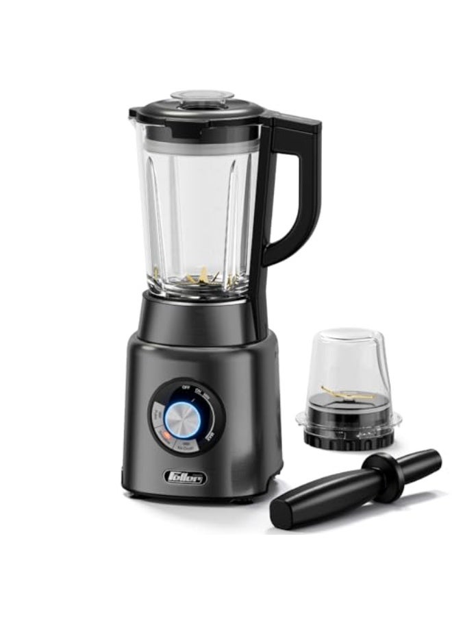 Feller Germany, Blender + Grinder Mill, 1200W, 1.7L, Preset for Ice Crush/Smoothie/Pulse Function, Tamper, Variable Speed, Stainless Steel Blades, BLG1200, (Platinum)