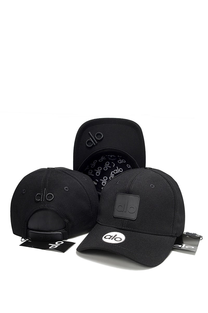 Alo Yoga All Black Baseball Cap Multi - Element Alo Logos & 3D Patch Design