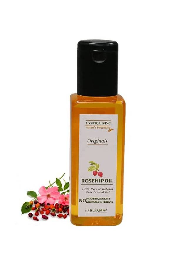 MYSTIQ LIVING Originals Rosehip Oil | 100% Pure Cold Pressed | For Face Nails Hair and Skin | Anti Aging Fine Lines Acne Scars and Anti Pigmentation 50 ML  - Image 2