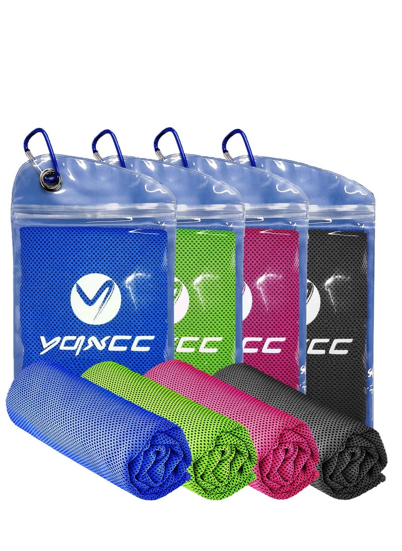 YQXCC 4 Pack Cooling Towel (47"X12") Ice Towel For Neck, Microfiber Cool Towel, Soft Breathable Chilly Towel For Yoga, Sports, Golf, Gym, Camping, Running, Fitness, Workout & More Activities  - Image 1