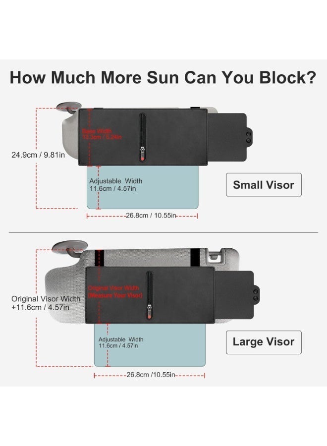 Polarized car sun visor with zipper, upgraded UV400 car sun visor extension, equipped with PC lens and side visors, anti-glare car sun visor, ensuring safe driving, UV filtering/protection. - Image 3