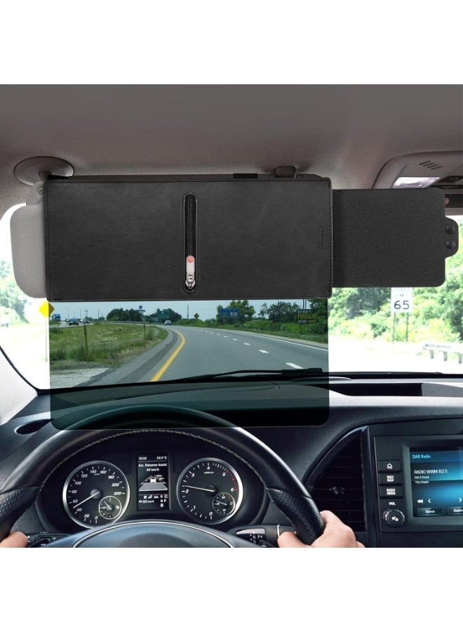 Polarized car sun visor with zipper, upgraded UV400 car sun visor extension, equipped with PC lens and side visors, anti-glare car sun visor, ensuring safe driving, UV filtering/protection. - Image 1