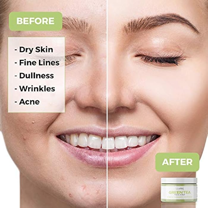Teami Matcha Green Tea Facial Scrub For Hydrating, Moisturizing, and Exfoliating, Natural Exfoliating Body & Organic Face Exfoliator Sugar Scrub with Lemongrass, Non-Greasy Face Exfoliant - Image 3