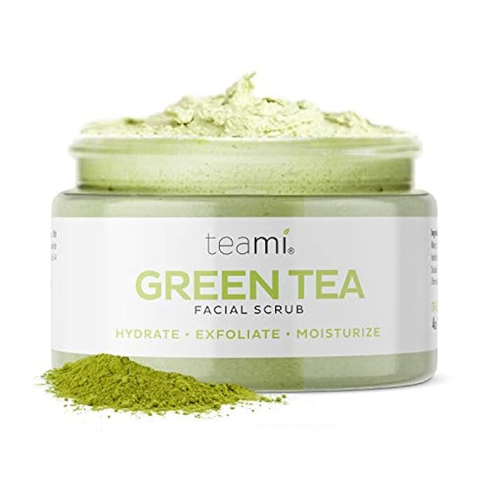 Teami Matcha Green Tea Facial Scrub For Hydrating, Moisturizing, and Exfoliating, Natural Exfoliating Body & Organic Face Exfoliator Sugar Scrub with Lemongrass, Non-Greasy Face Exfoliant - Image 1