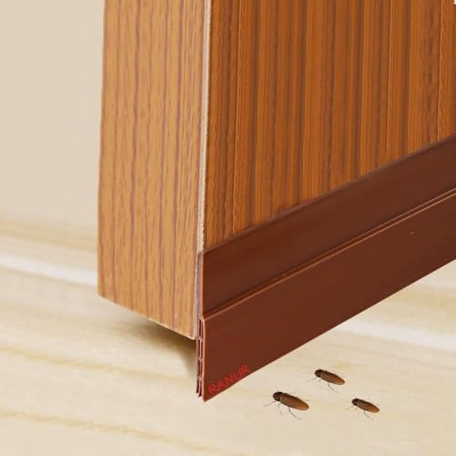 RANUR Silicone Self Adhesive Door Bottom Sealing Strip Guard For Home Door Protector For Home From Dust, Insects, Waterproof, Soundproof Door Seal, Door Air Blocker 1 Meter (1 Meter, Brown) - Image 1