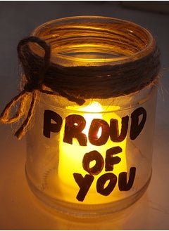 Generic Proud of You glass jar with led battery candle flameless gift for graduation & success  - Image 1