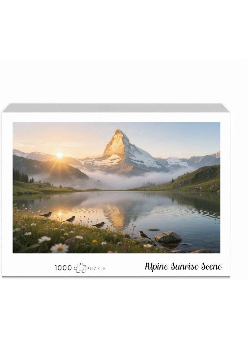 1000 لغز لمناظر شروق الشمس في جبال الألب - أنماط مصممة بشكل إبداعي لتجربة فنية ملونة، مناسبة للبالغين والأطفال - Image 2