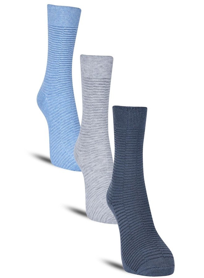 Dollar Formal Patterned Socks Solid Colored Mid Calf Length Business Socks Made with Cotton & Spandex - Combo Pack of 3 - Image 1