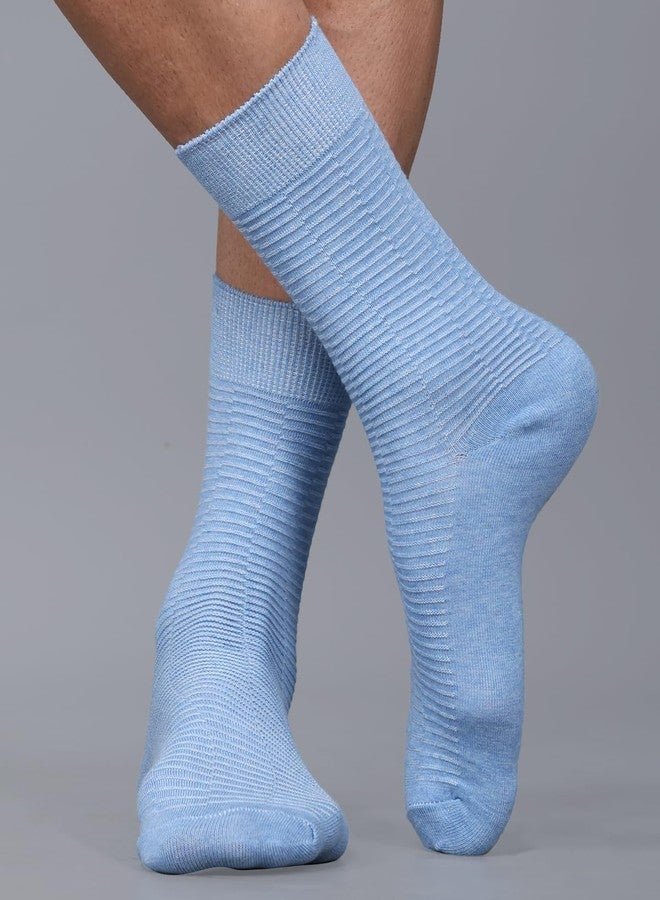 Dollar Formal Patterned Socks Solid Colored Mid Calf Length Business Socks Made with Cotton & Spandex - Combo Pack of 3 - Image 5