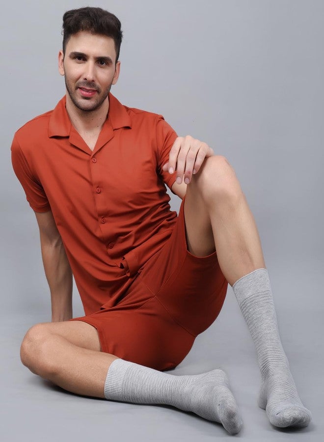 Dollar Formal Patterned Socks Solid Colored Mid Calf Length Business Socks Made with Cotton & Spandex - Combo Pack of 3 - Image 4